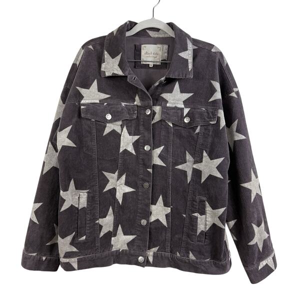 Altar'd State Star Struck Gray Corduroy Jacket Small Oversized Classic Trucker - Picture 1 of 11